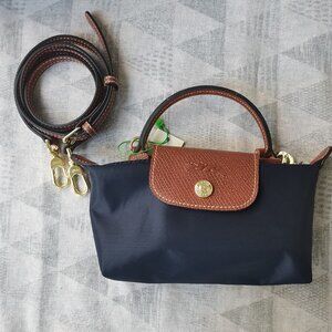 Longchamp Black Leather Tote Bag With Adjustable Crossbody Strap